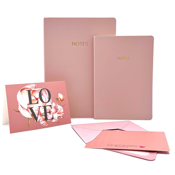 Vegan Notebook Set & Cards - Love Peony